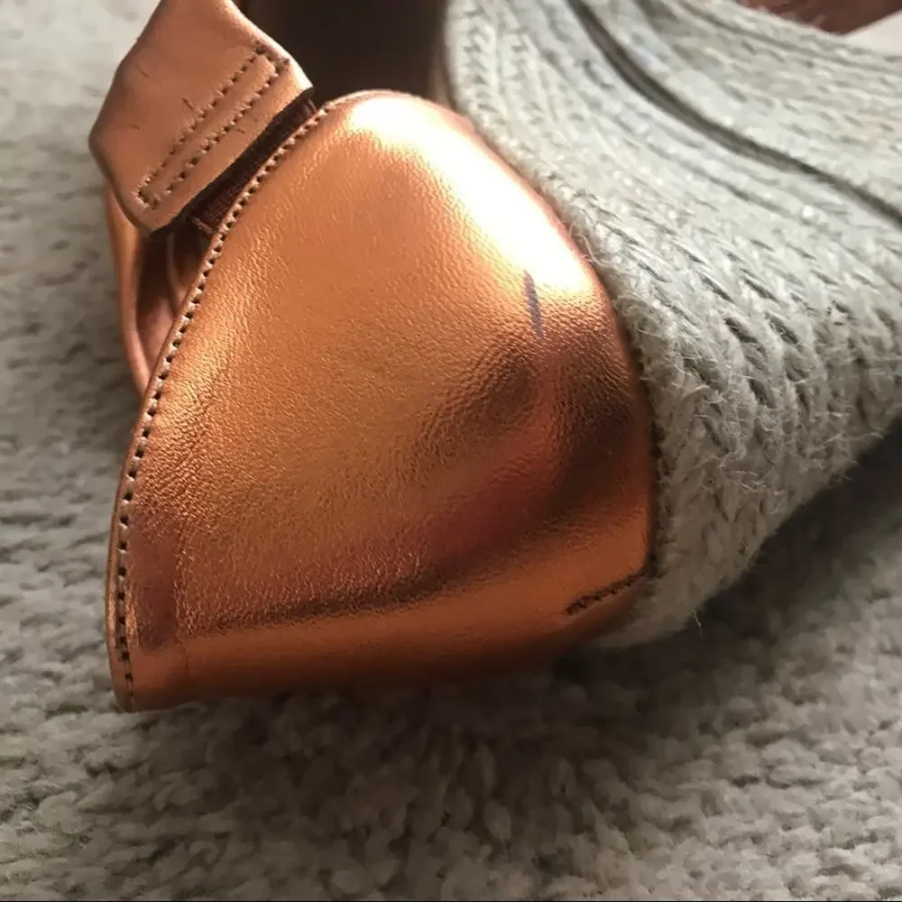Anthropologie Pinaz‎ Espradilles Gold Copper Metallic Strappy Summer Heel 40